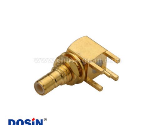 smb連接器母頭彎式射頻同軸連接器接pcb板穿墻式