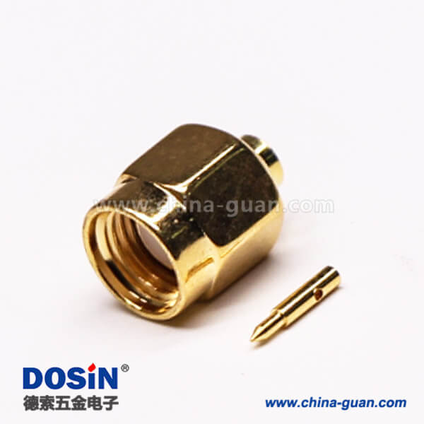 SMA直公頭180度射頻同軸連接器鍍金焊接接線