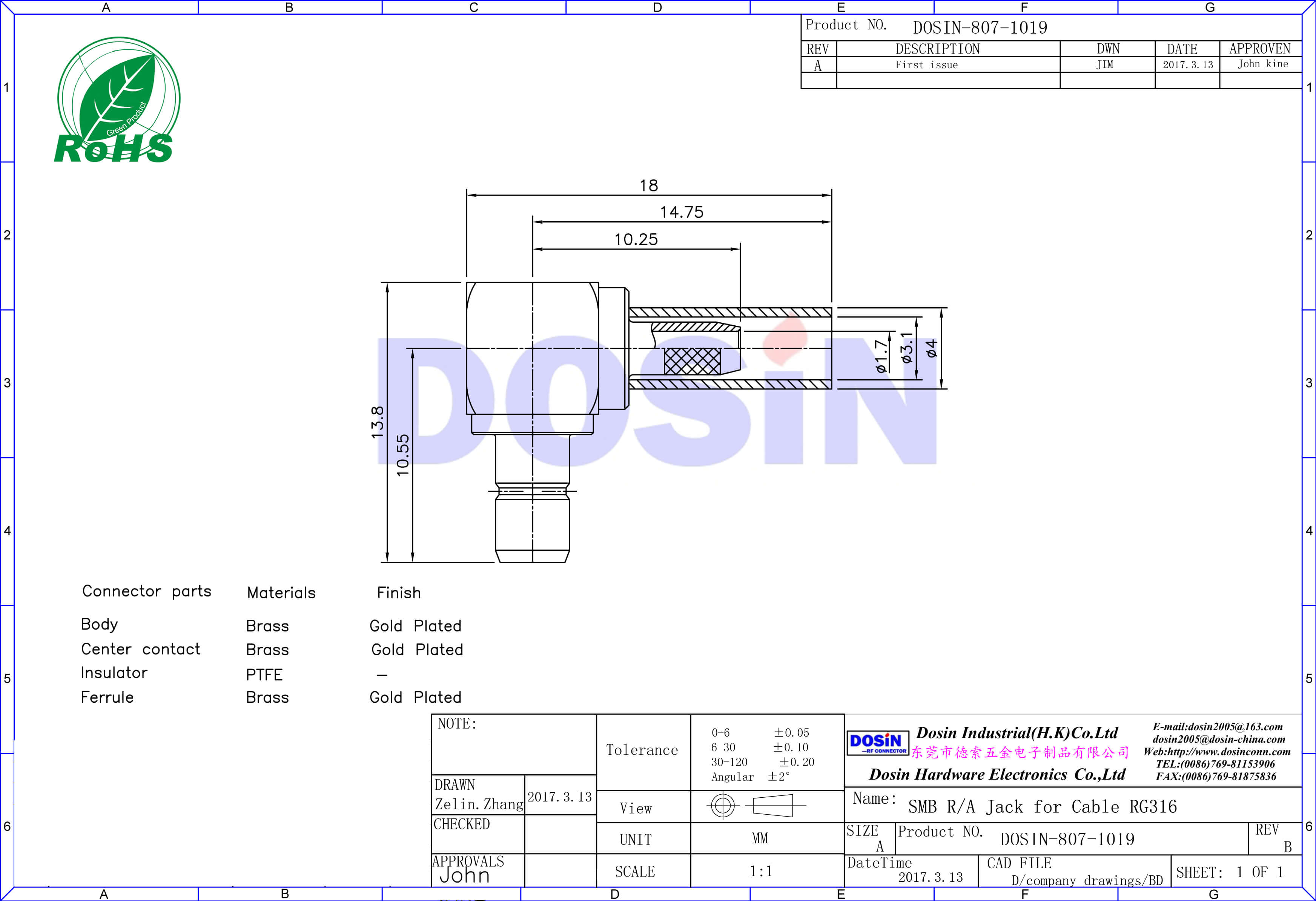 smb連接器母頭有線電視連接頭彎式壓接式線纜RG316