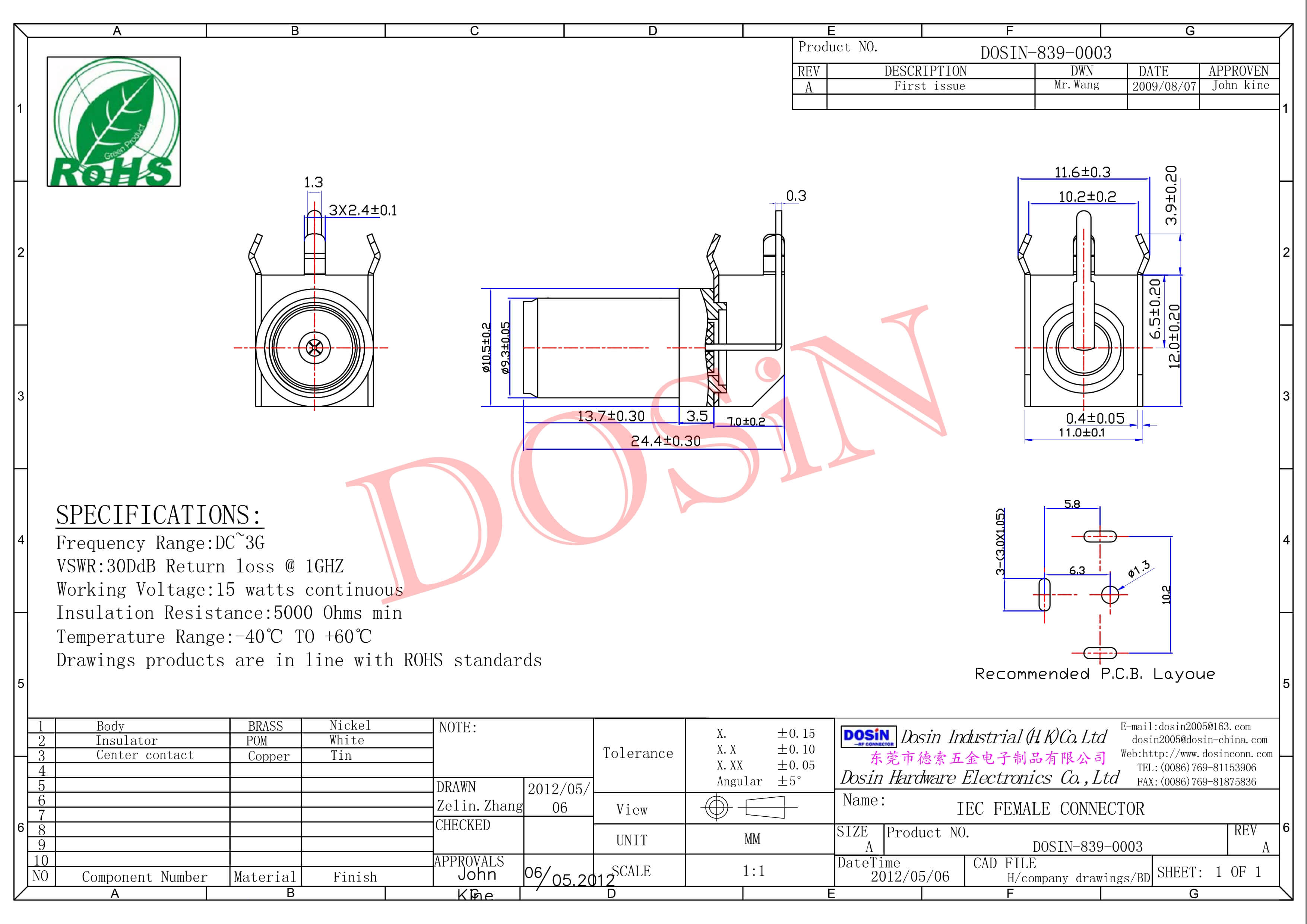 F頭插座彎式螺紋連接器插孔接PCB板