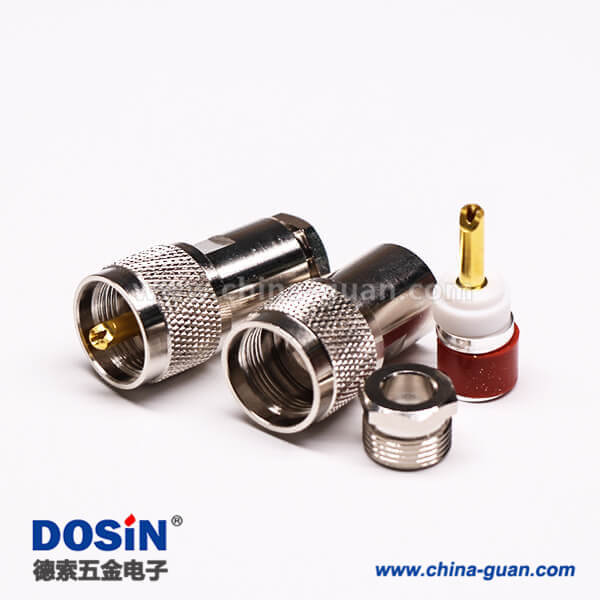 12-3 同軸電纜UHF接頭公頭直式金針螺母鎖緊