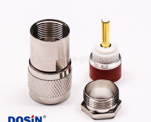 uhf公頭連接器同軸線纜螺母鎖緊滾花紋針鍍金