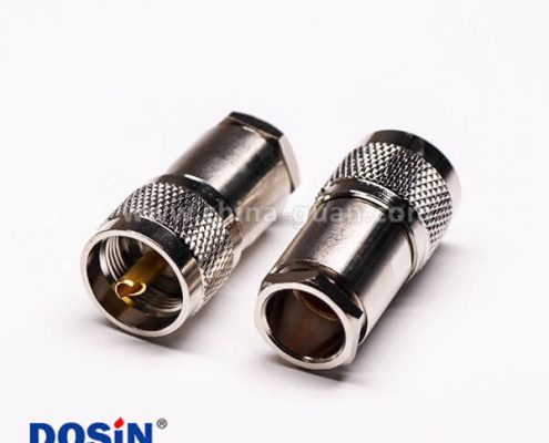 uhf公頭連接器同軸線纜螺母鎖緊滾花紋針鍍金