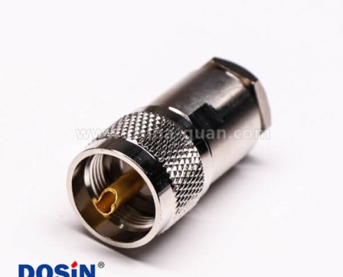 uhf公頭連接器同軸線纜螺母鎖緊滾花紋針鍍金