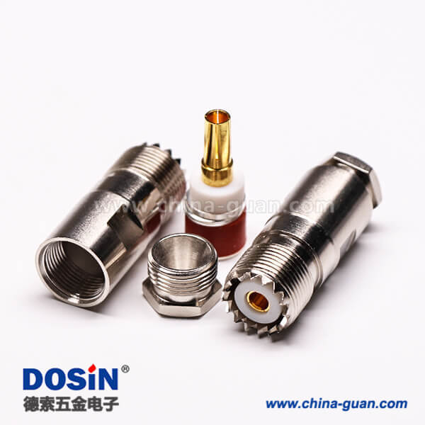 20-4 uhf同軸線纜UHF-K5直式母頭螺母鎖緊