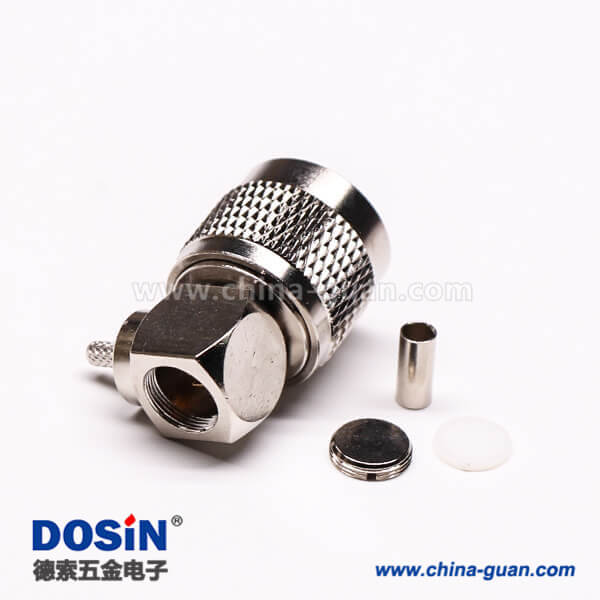 21-1 uhf公頭連接器壓接直角帶滾花紋接線