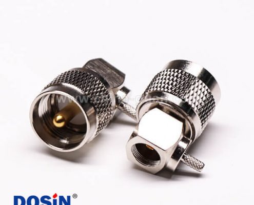 21-2 uhf公頭連接器壓接直角帶滾花紋接線