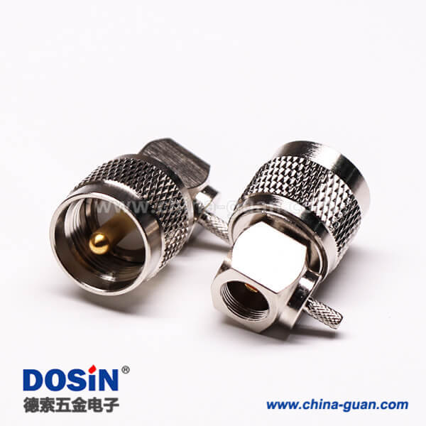 21-2 uhf公頭連接器壓接直角帶滾花紋接線