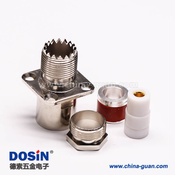 27-2 uhf法蘭連接器母頭直式螺母鎖緊UHF-SL16-KF9