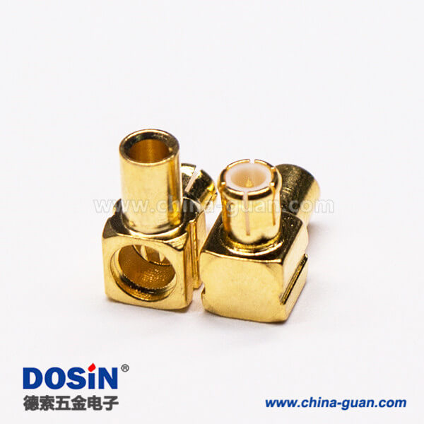 3-3 MCX彎公頭90度鍍金同軸電纜焊接式連接器