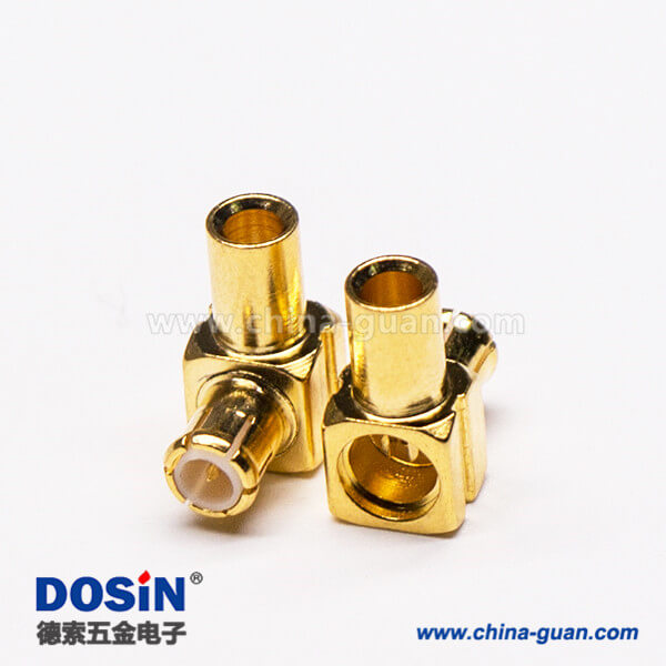 3-4 MCX彎公頭90度鍍金同軸電纜焊接式連接器