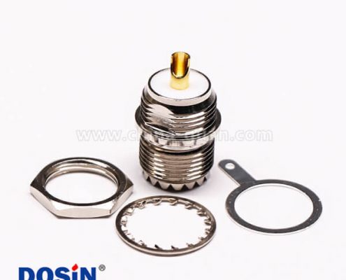 uhf射頻連接器直式母頭前鎖穿墻接面板