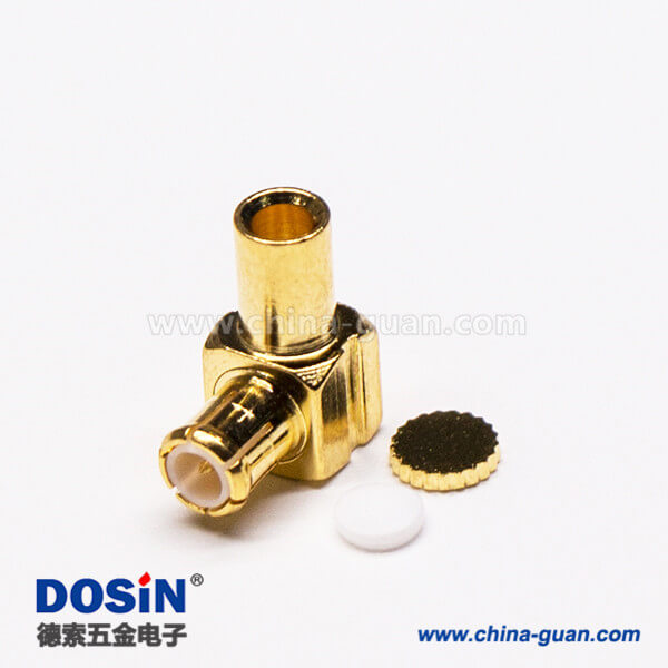 3 MCX彎公頭90度鍍金同軸電纜焊接式連接器