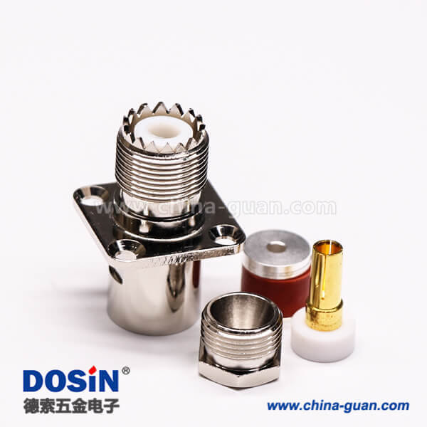 32-2 uhf接頭母頭四孔法蘭螺母鎖緊式板端連接器