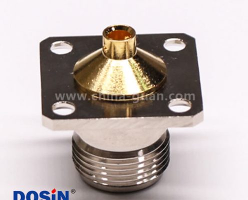 N型連接器焊接接同軸線纜直式母頭四孔法蘭