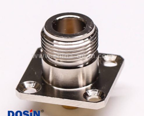 N型連接器焊接接同軸線纜直式母頭四孔法蘭