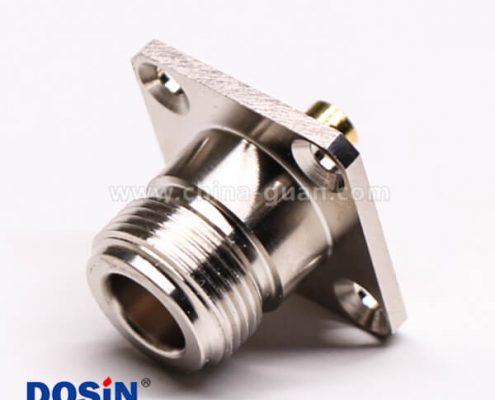 N型連接器焊接接同軸線纜直式母頭四孔法蘭