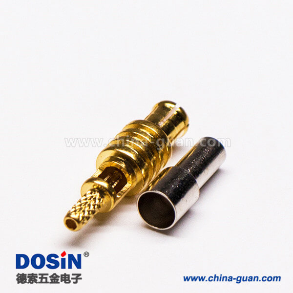 6-1 MCX公頭180度直式鍍金開天窗壓接式