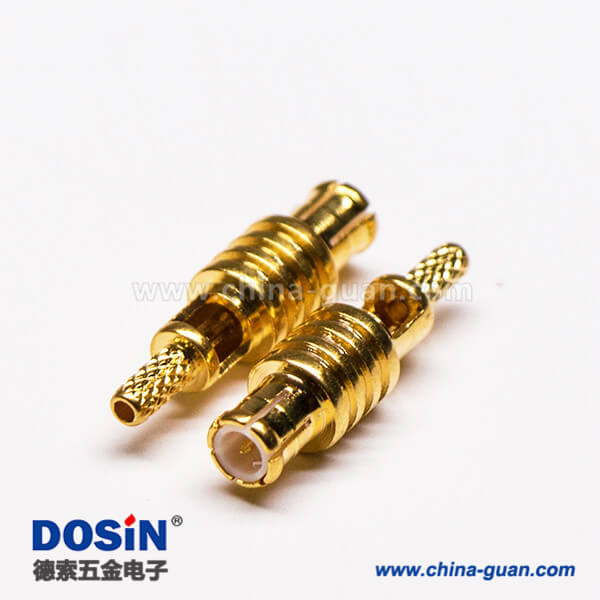 6-2 MCX公頭180度直式鍍金開天窗壓接式