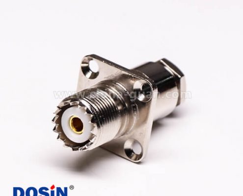 uhf同軸連接器母頭直式UHF-SL16-J-4螺母鎖緊帶法蘭接線