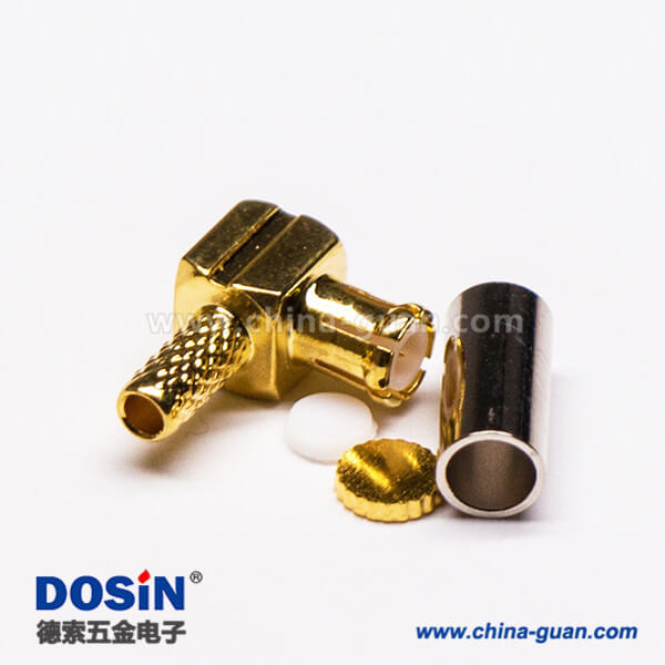 7-1 MCX彎形插頭公頭射頻連接器壓接式接線(xiàn)