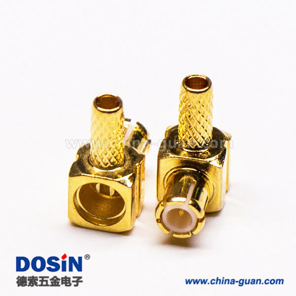 7-4 MCX彎形插頭公頭射頻連接器壓接式接線(xiàn)