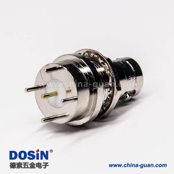 1-1 bnc穿墻座子直式母頭同軸連接器插板接PCB板帶防水圈