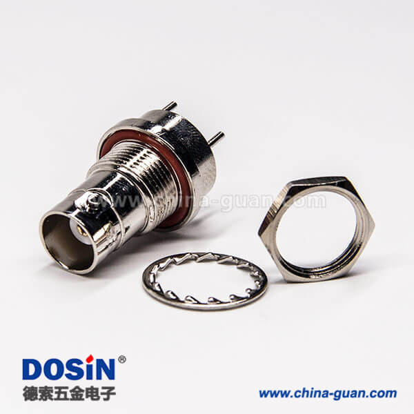 1-2 bnc穿墻座子直式母頭同軸連接器插板接PCB板帶防水圈