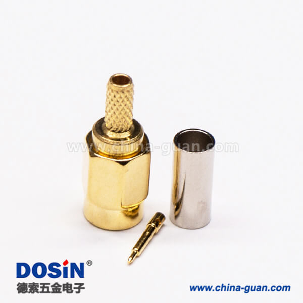 1-2 SSMA直式插頭180度公頭接線壓接