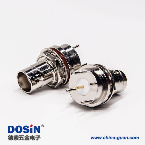 1-5 bnc穿墻座子直式母頭同軸連接器插板接PCB板帶防水圈