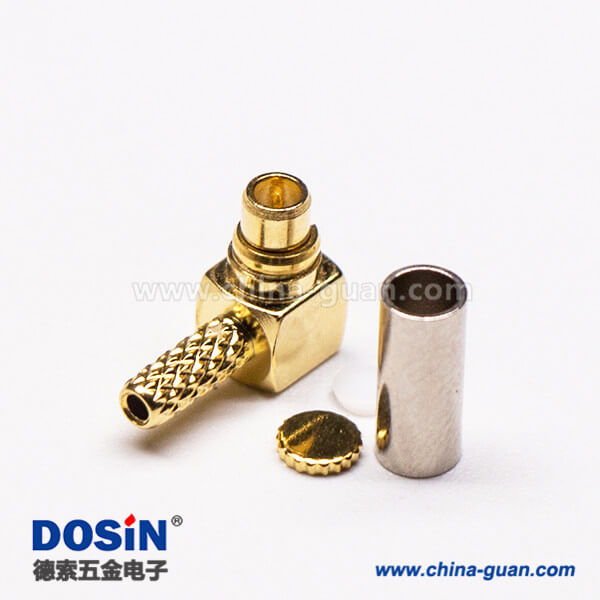 10 MMCX彎公頭鍍金壓接式射頻同軸線纜