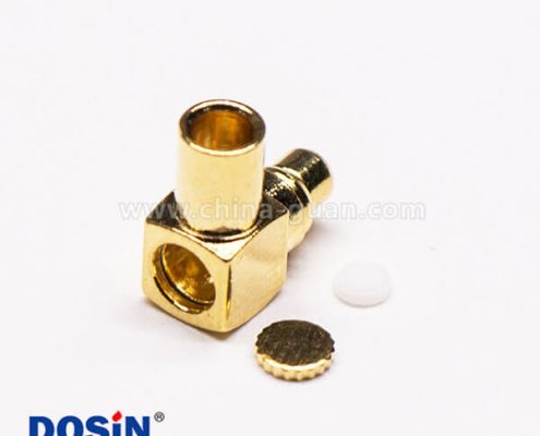 MMCX90度公座彎式接同軸線鍍金壓接式