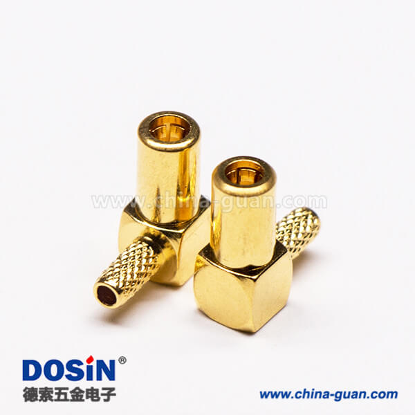 2-4 SSMB彎式連接器公頭RF射頻同軸壓接線纜