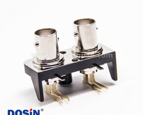 BNC塑料外殼雙母頭彎式連接器穿孔接PCB板