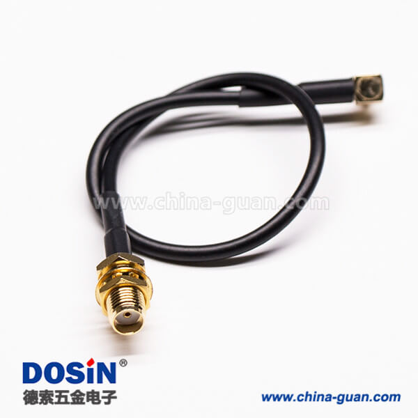 46 RF線材,同軸線纜,SMA母頭,前鎖穿墻,MCX公頭