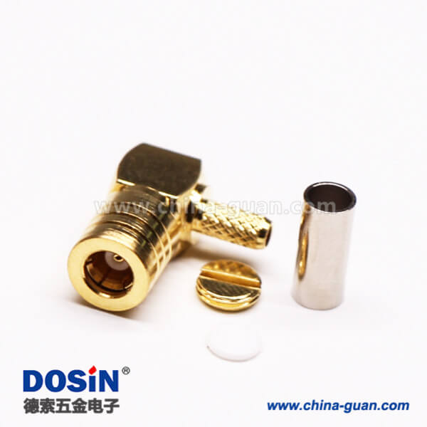 連接器SMB公頭彎式90度壓接接線鍍金