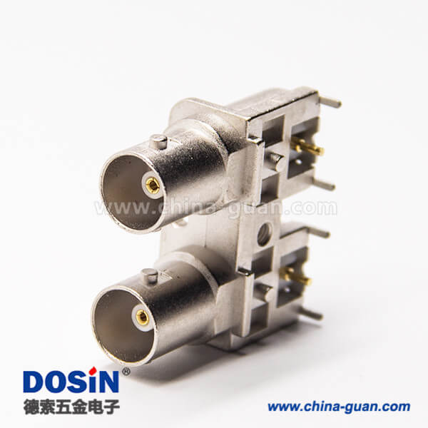 801-0293-2 雙BNC接頭彎式90度母座插板接PCB板