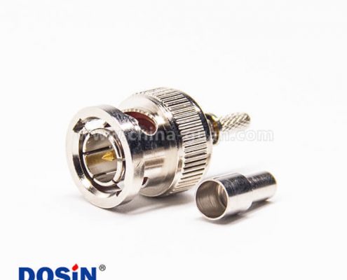 bnc頭接線直式180度接線公頭連接器壓接式