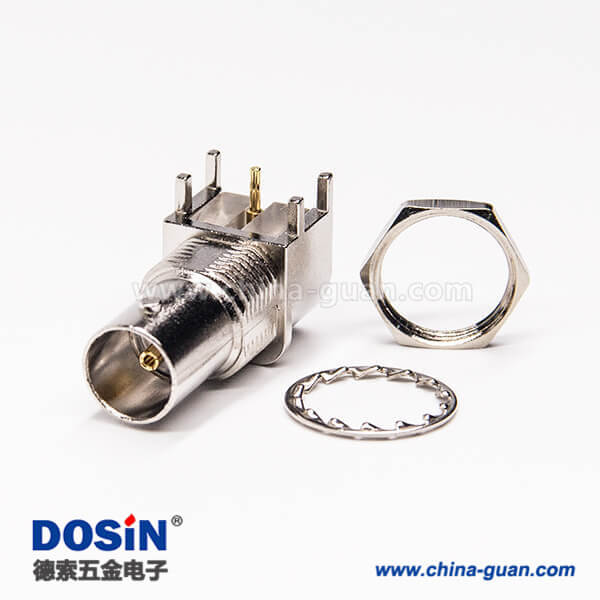 36-1 彎腳bnc連接器母座穿墻式插PCB板