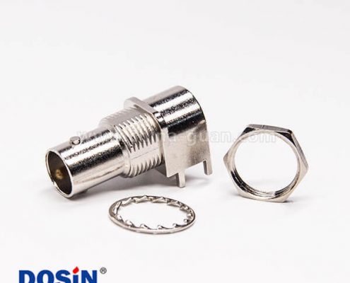 彎腳bnc連接器母座穿墻式插PCB板