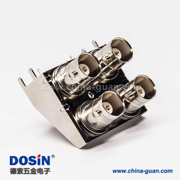 45-3 插板bnc母頭2*2彎式連接器接PCB板