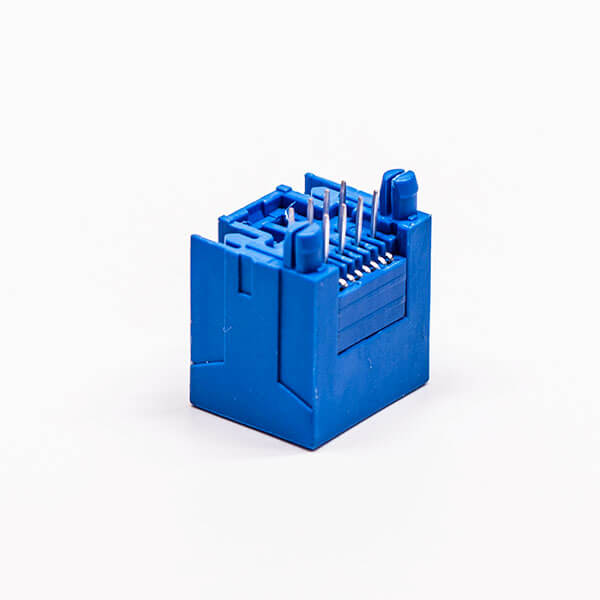 10-2 rj45網(wǎng)口插座母座全塑藍(lán)色單口不帶燈接PCB板