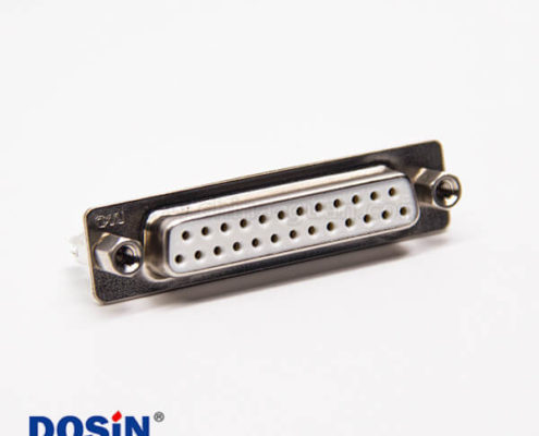 D sub雙層25車針180度母頭連接器直插板白色膠芯