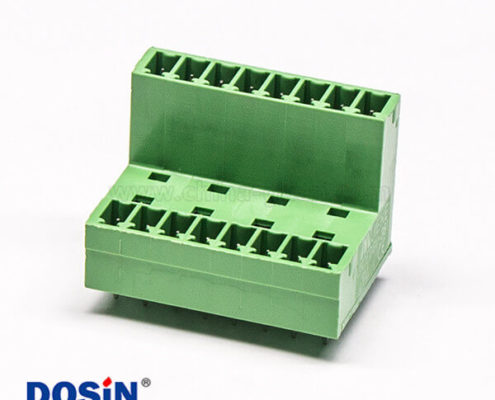 插拔式接線端子接線雙排16芯直式穿孔對接式綠色端子