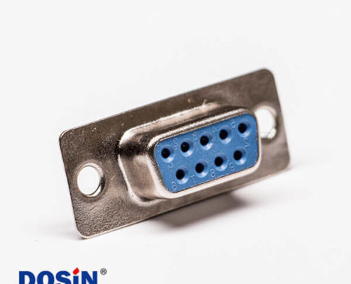 9針D-sub接口母頭直式藍(lán)膠沖針接線連接器