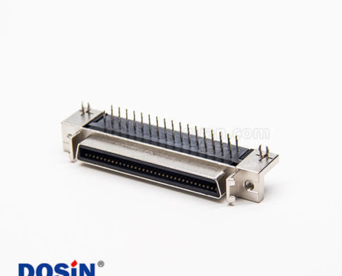 68針scsi連接器彎式90度母頭穿孔式接PCB板