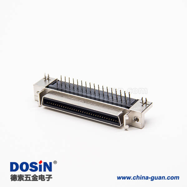 12 68針scsi連接器彎式90度母頭穿孔式接PCB板