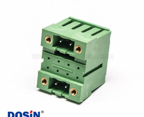 插拔式焊接端子4芯面板安裝方形4孔法蘭式綠色接線端子