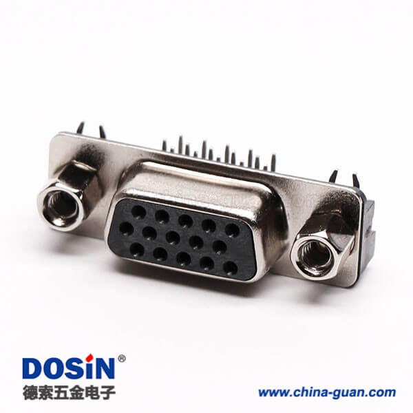 db15三排母頭彎腳高密度黑色膠芯插孔接PCB板