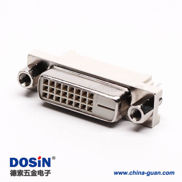 18 dvi-d連接器24+1母頭直式帶螺母穿孔接pcb板